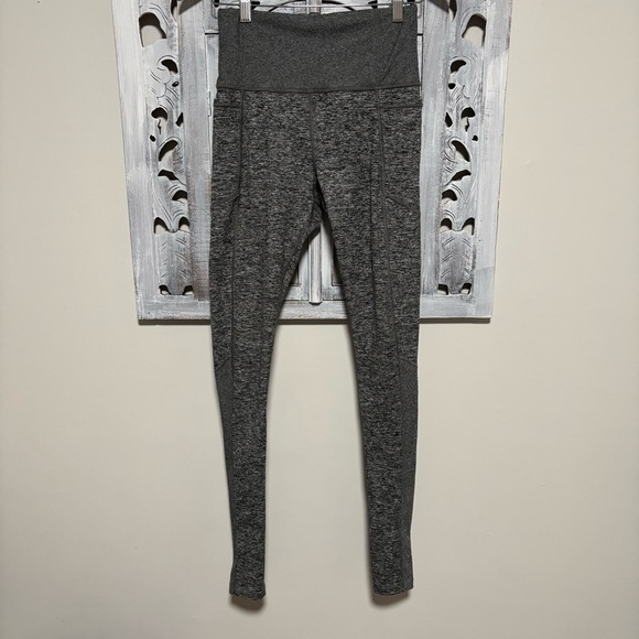 Athleta Exhale Heel Tight Stash Pocket Heather Gray High Waisted Leggings - Picture 4 of 8